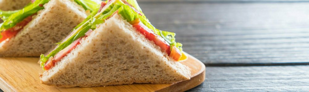 sandwich  on wood background